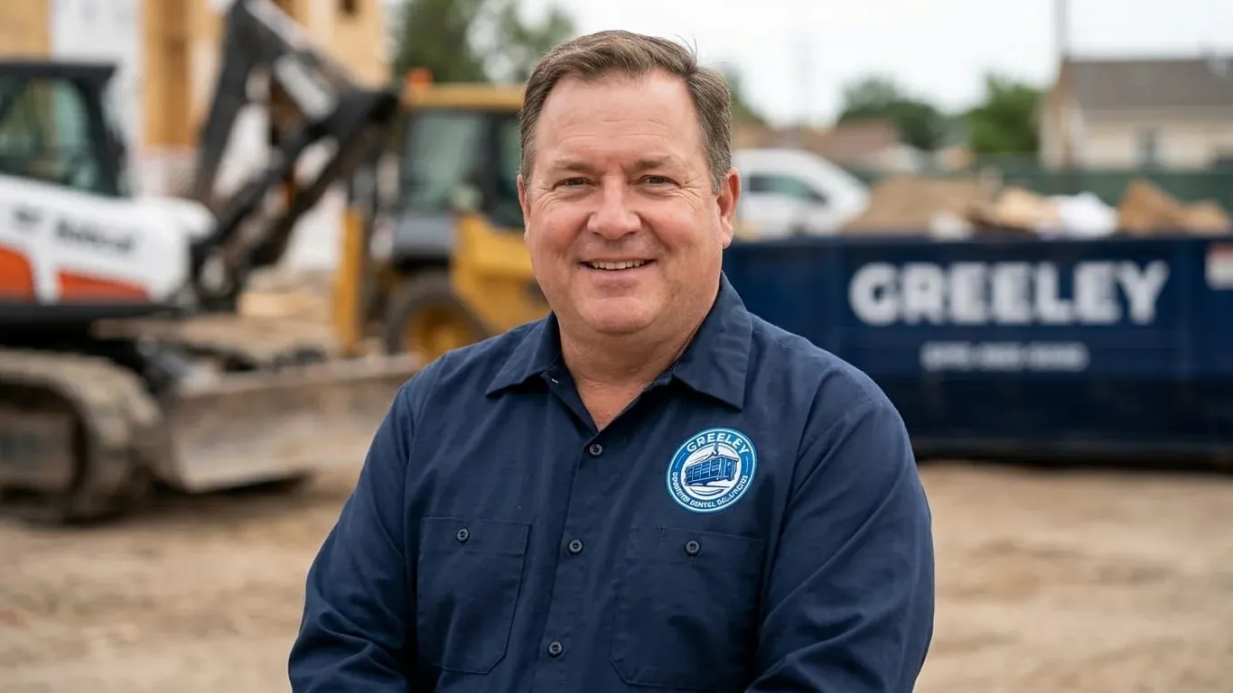 Marcus Hale, owner of Greeley Dumpster Rental Solutions, at the yard on 14th Avenue