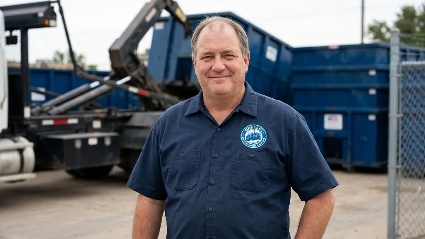 Portrait of the leadership at Greeley Dumpster Rental Solutions, running Weld County roll-off routes since 2013