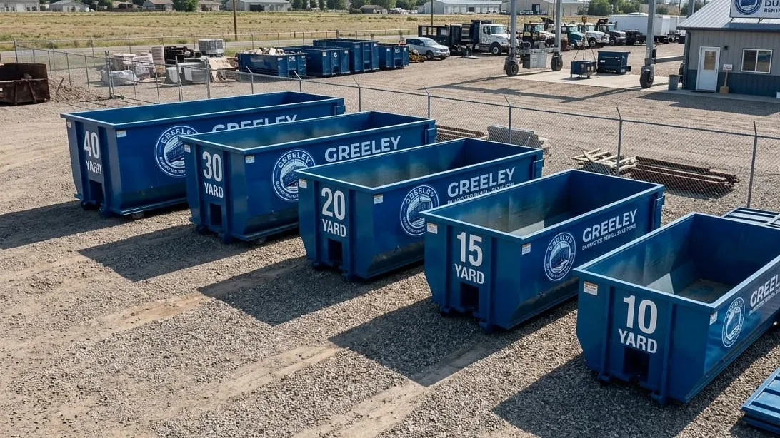 What size dumpster do I need in Greeley, Colorado — roll-off containers compared side by side at the yard